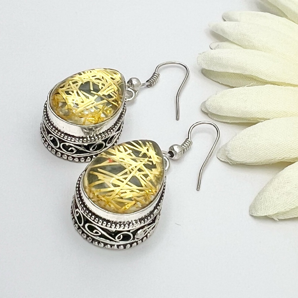 GOLDEN RUTILE EARRINGS - Picture 8 of 12